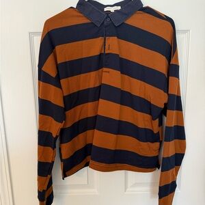 Böhme Navy and Brown Striped Rugby Shirt